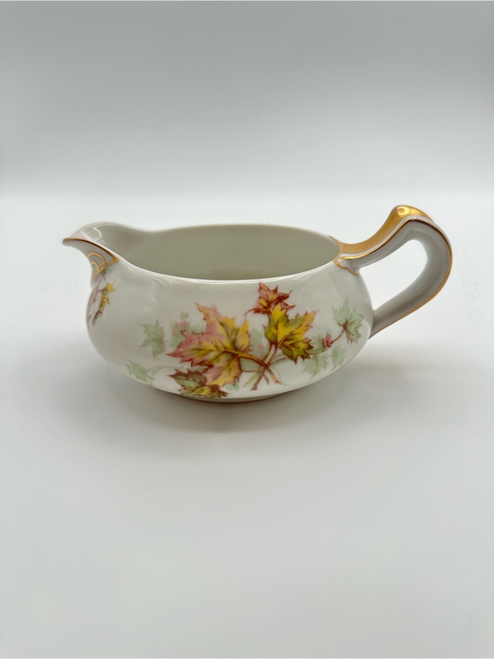 Haviland Limoges Autumn Leaf Creamer & Covered Sugar Bowl Gold Accents - Picture 2 of 16